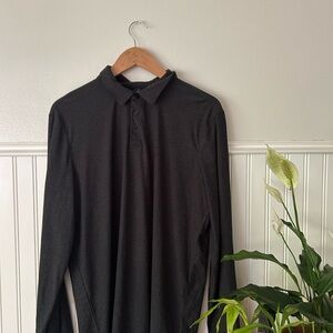 Vuori Men's Black/Dark Grey Long Sleeve Polo Shirt